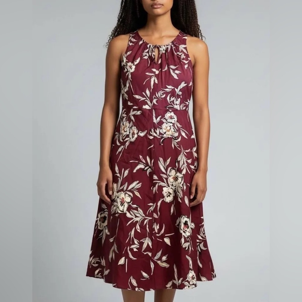 Classiques Entier Burgundy Floral Midi Dress